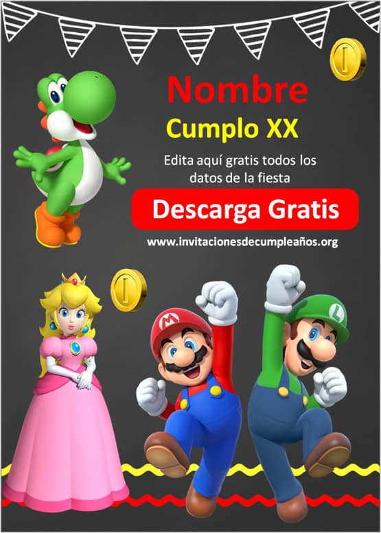 Invitación Animada de Cumpleaños Mario Bros (Editable) - Eternitips